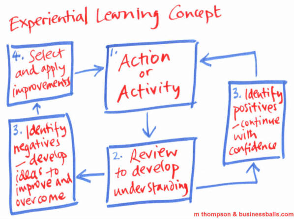 Kolb Diagram in Red and Blue. 5 Steps.